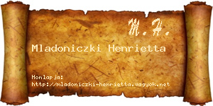 Mladoniczki Henrietta névjegykártya